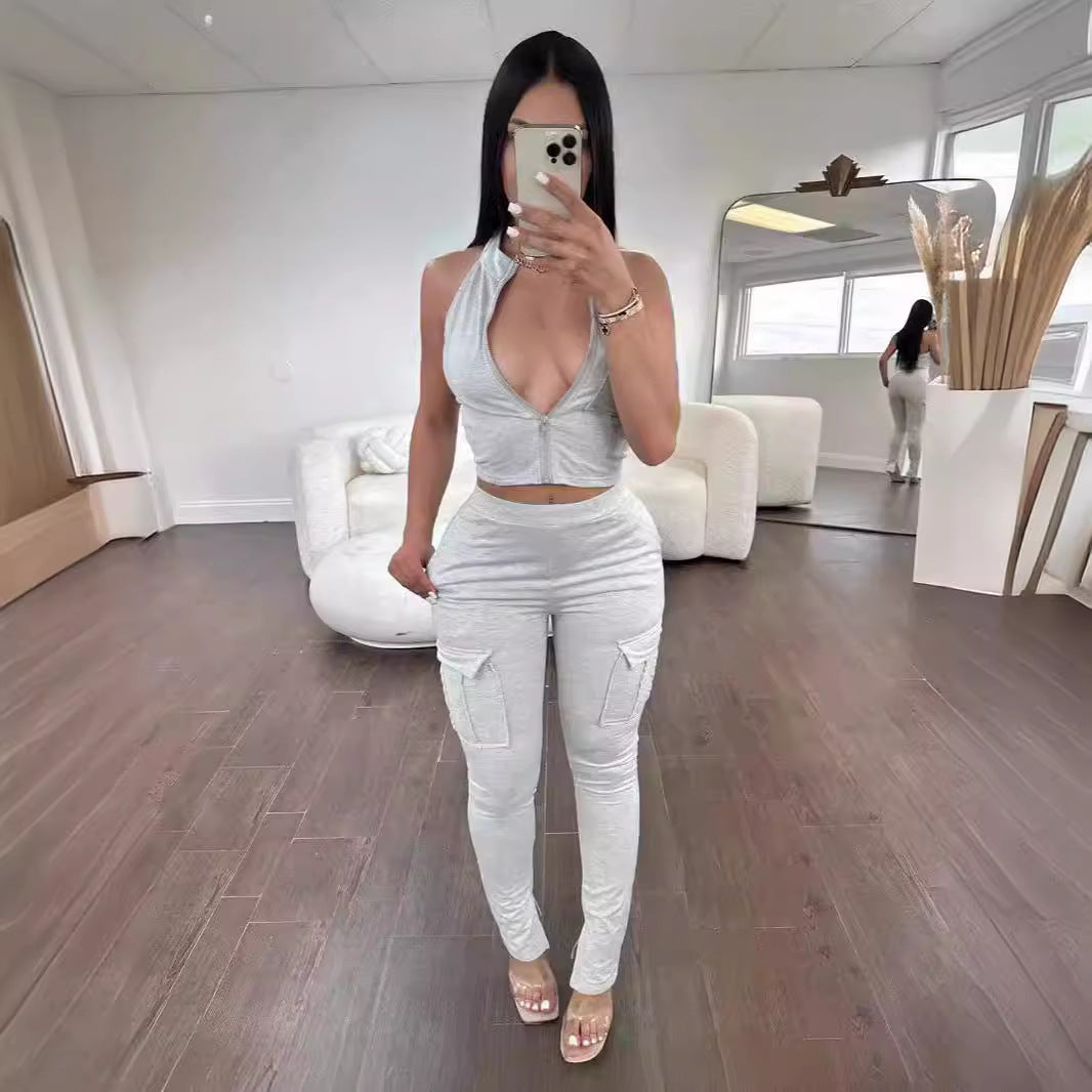 Ensemble de Sport Femme Zippé Taille Haute | Style Européen & Américain