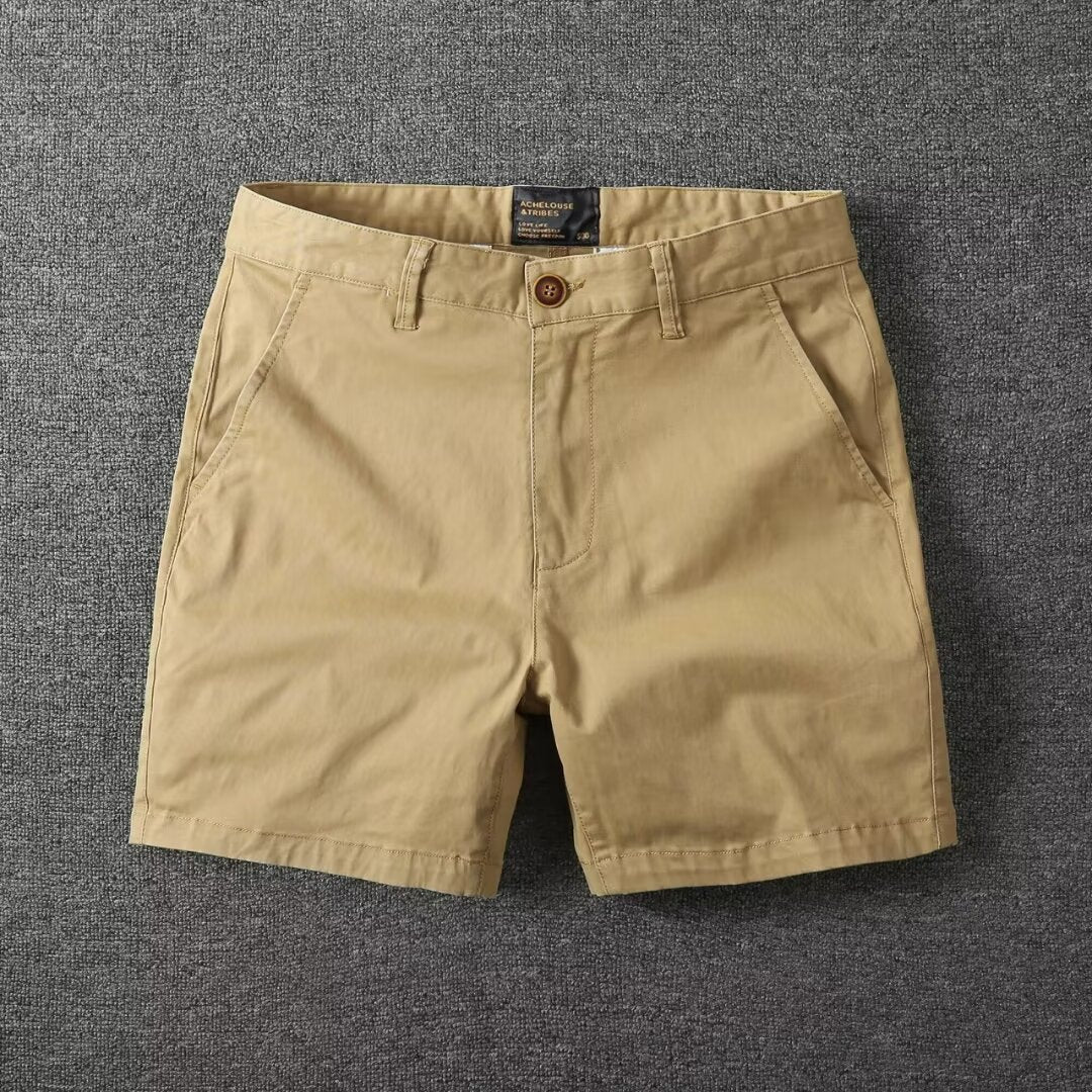 Short décontracté en coton lavé pour homme Léger, coupe droite slim, avec légère élasticité, tendance et polyvalent