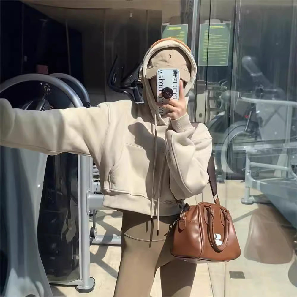 Sweat à Capuche Style Veste Courte Ample et Tendance pour Femme