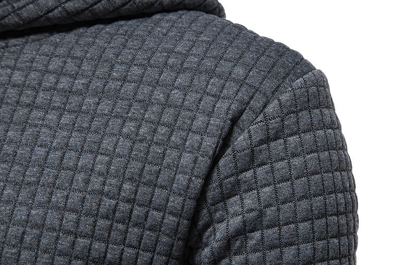 Sweat-shirt homme décontracté coupe européenne, tissu matelassé à motif carreaux, style jacquard, capuche intégrée, confortable et adapté aux looks urbains.