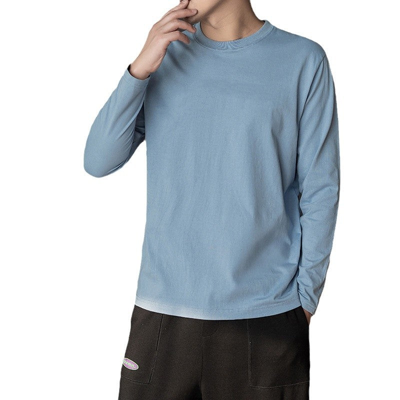 T-shirt en coton à manches longues pour homme Col rond, léger et respirant, idéal à porter seul ou en superposition