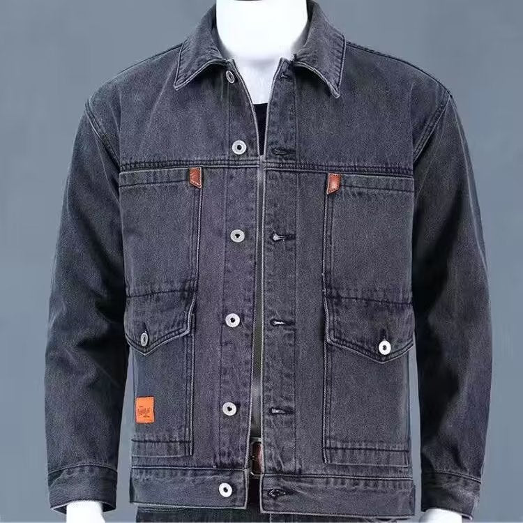 Veste en jean tendance pour homme coupe ample, style décontracté américain