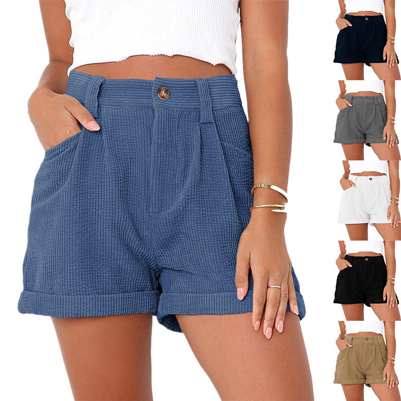 Short Femme Velours Côtelé Taille Haute & Style Décontracté