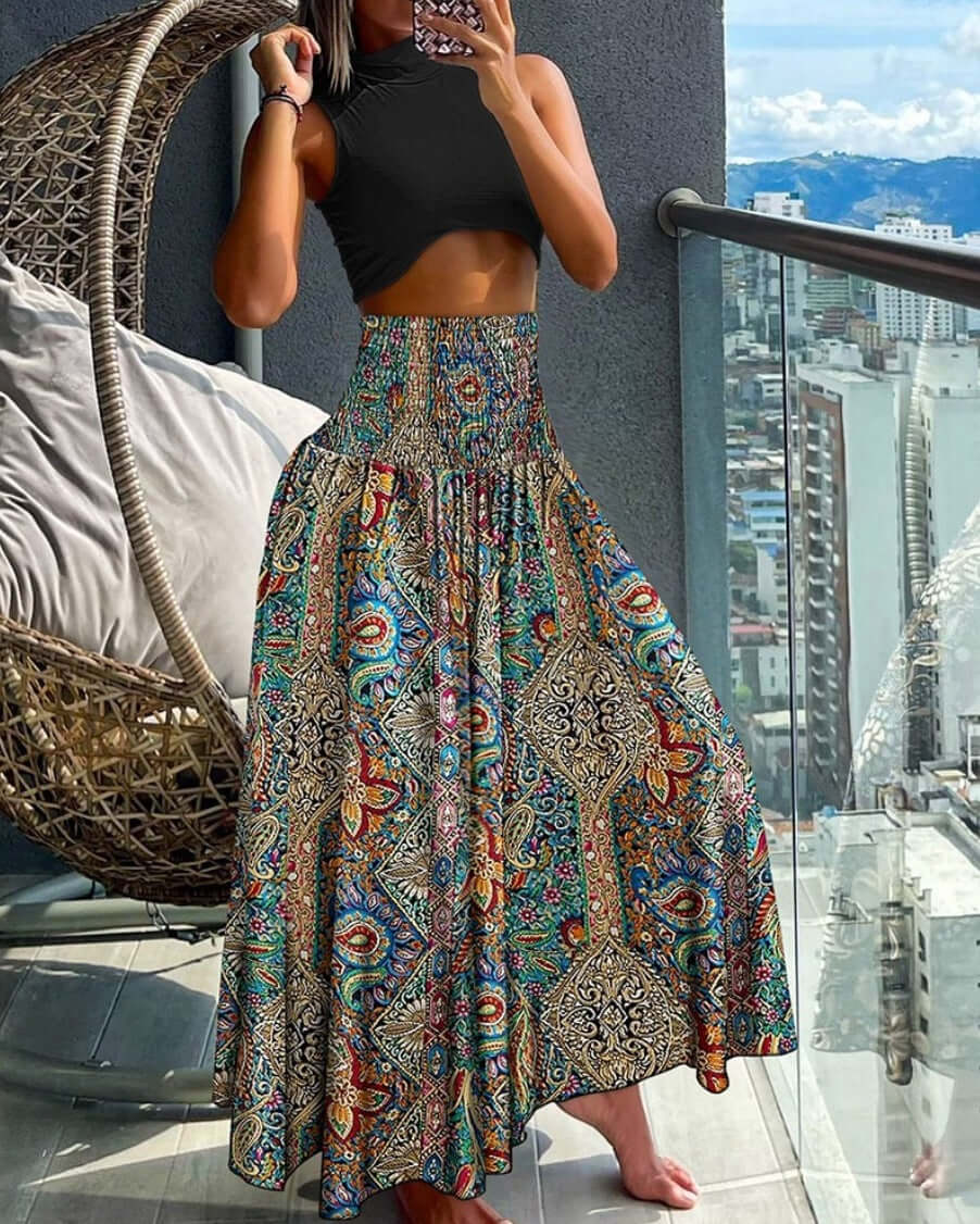 2024 independent station TEMU Amazon new summer fashion high-waisted thin printed women's skirt women
