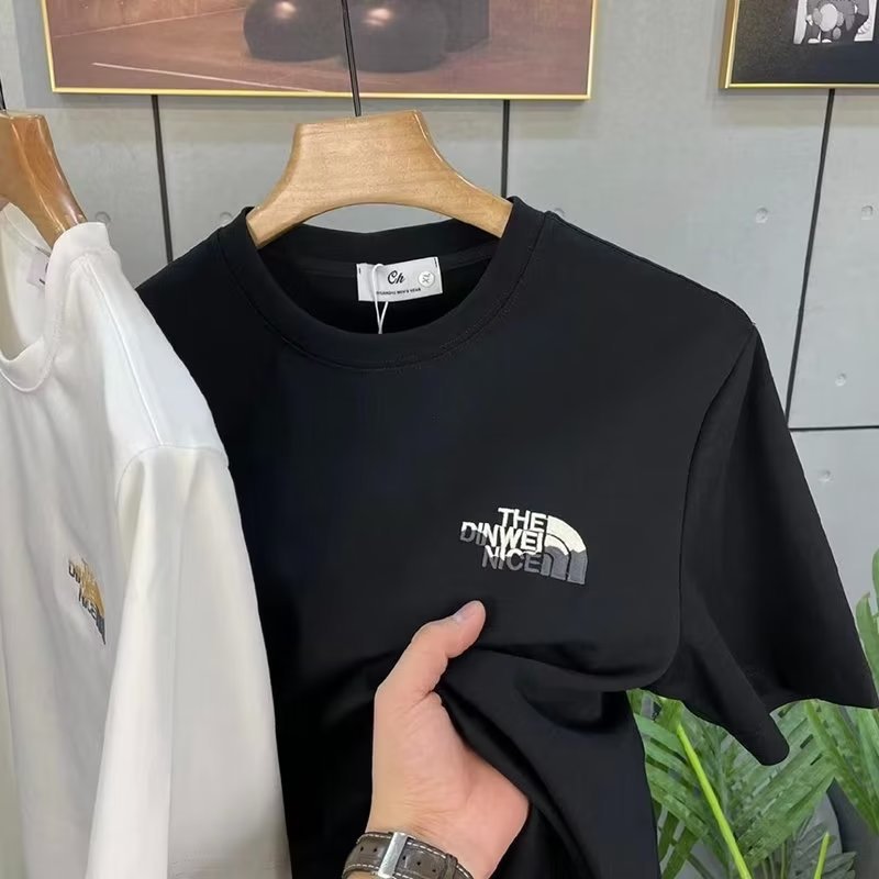 Round neck, five-quarter sleeves, trendy fashion, brand t-shirt, men's standard, summer, cityscape, letters, youth, fashion, everyday