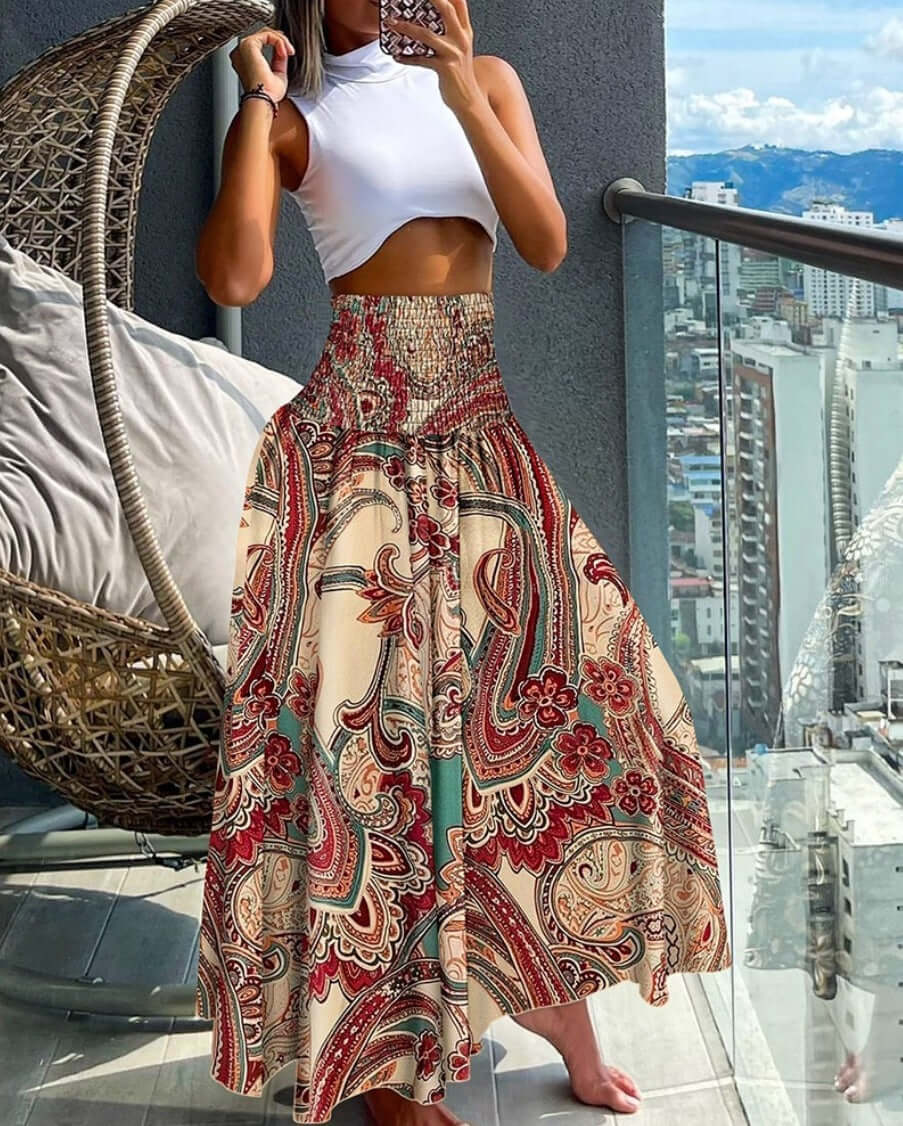 2024 independent station TEMU Amazon new summer fashion high-waisted thin printed women's skirt women