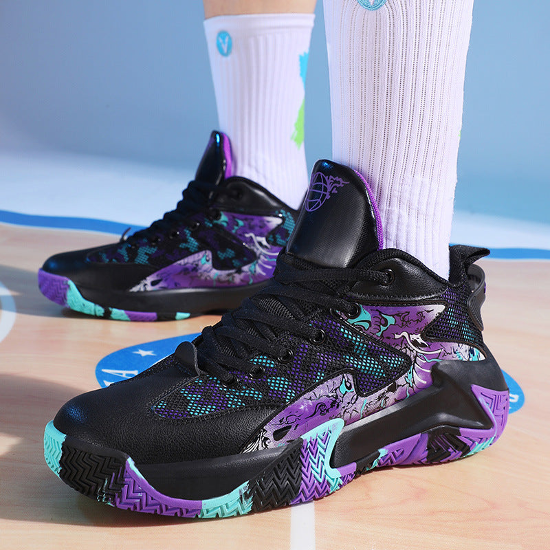 Cross-border basketball sneakers, new junior high school students, men's winter running leather professional training shoes