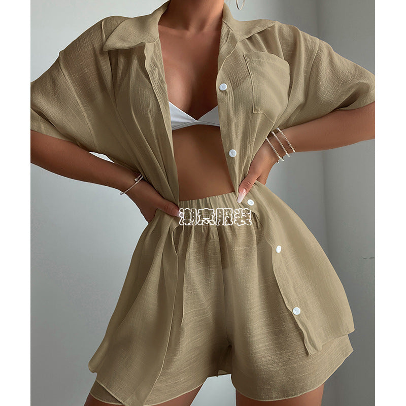 Ensemble de Plage Décontracté Chemise Légère & Short
