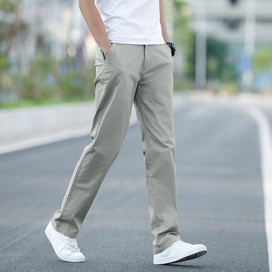 Pantalon en coton pour homme  Coupe droite et ample, polyvalent et tendance
