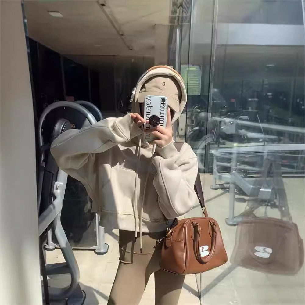 Sweat à Capuche Style Veste Courte Ample et Tendance pour Femme