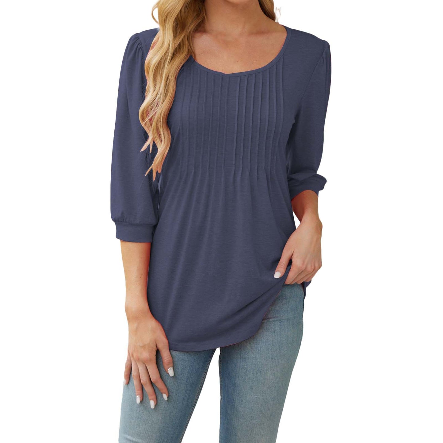 Round Neck Drawstring Half Sleeve Women's T-shirt Tops
