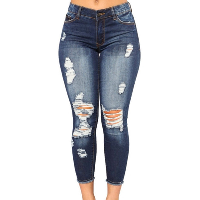 Jean Legging Slim Taille Haute Effet Seconde Peau & Look Déchiré