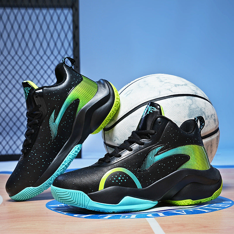 Cross-border basketball sneakers, new junior high school students, men's winter running leather professional training shoes