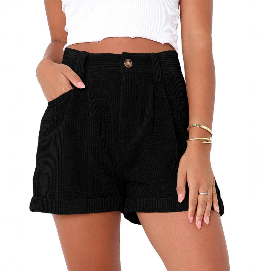 Short Femme Velours Côtelé Taille Haute & Style Décontracté