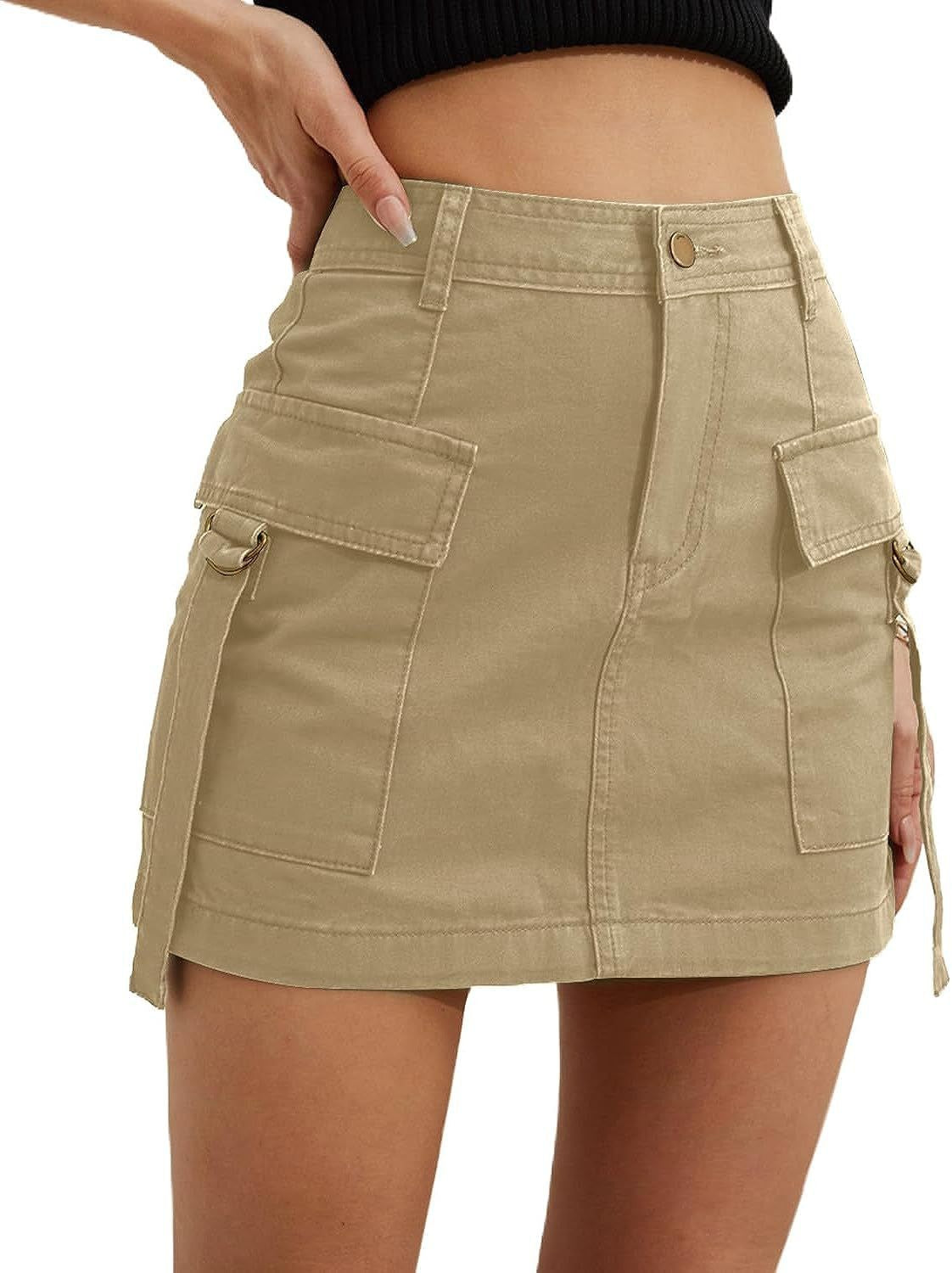 Mini-Jupe Cargo Taille Basse Coton Confortable & Effet Galbant