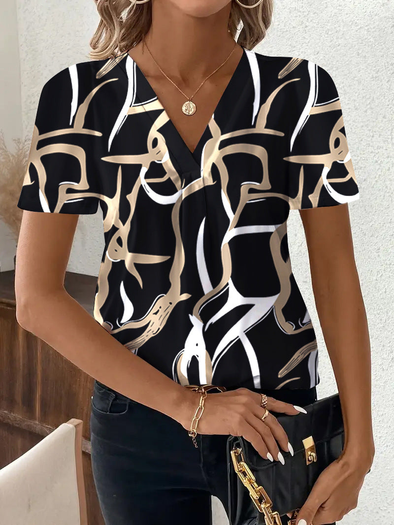 T-shirt Femme Imprimé Col V & Style Décontracté