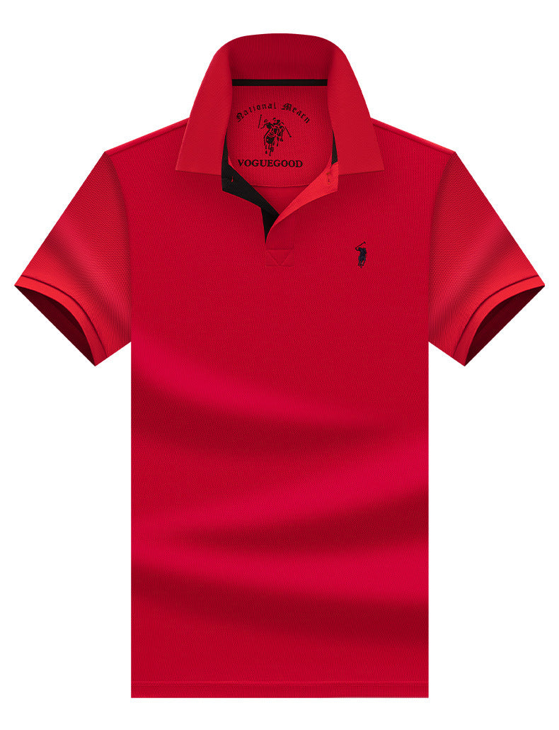 Polo homme en coton mercerisé manches courtes, col à revers, qualité premium
