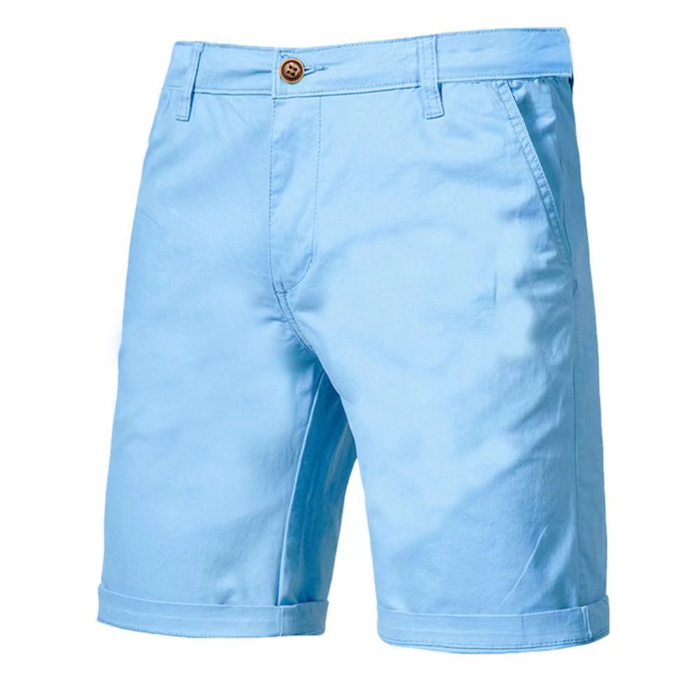 Shorts en coton décontractés pour homme, coupe droite et ajustée, longueur cinq points, couleur unie, grande taille, style sportif européen et américain.