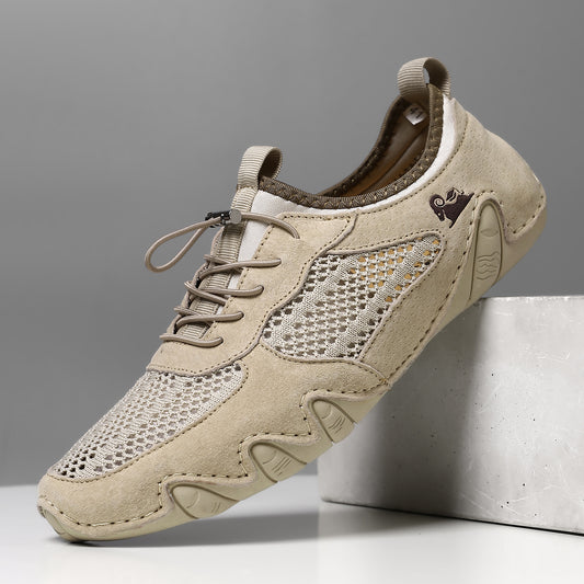 Baskets décontractées pour homme  été, grandes tailles, cuir et maille respirante