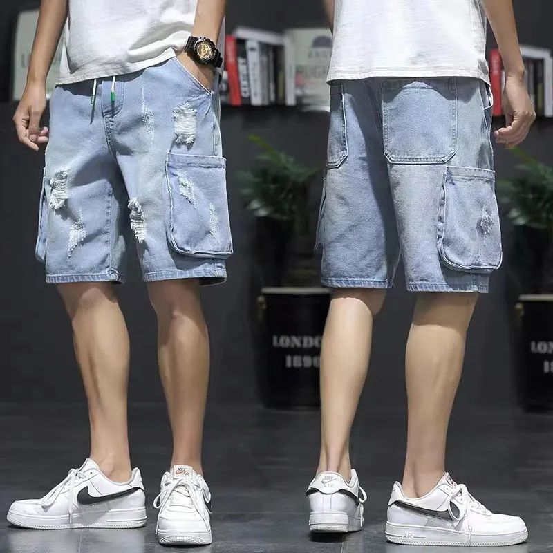 Short en jean déchiré pour homme Coupe ample et tendance, style décontracté, disponible en grande taille