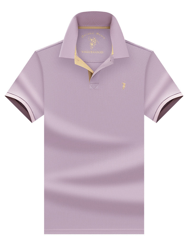 Polo homme en coton mercerisé manches courtes, col à revers, qualité premium