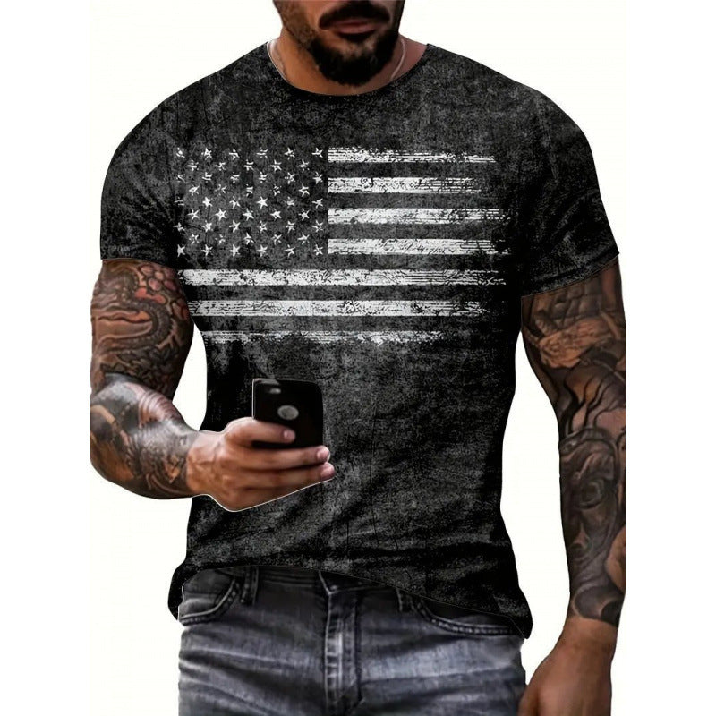 T-shirt Homme Imprimé Drapeau Style Rétro & Impression 3D