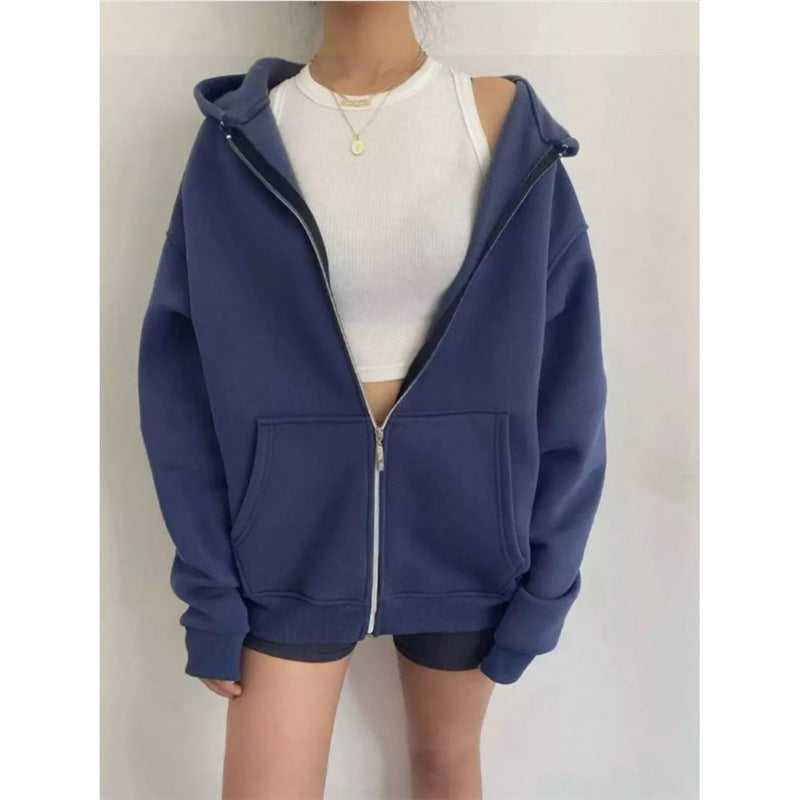 Veste sweat à capuche zippée pour femme Nouveau modèle tendance, coupe confortable, parfaite pour la mi-saison