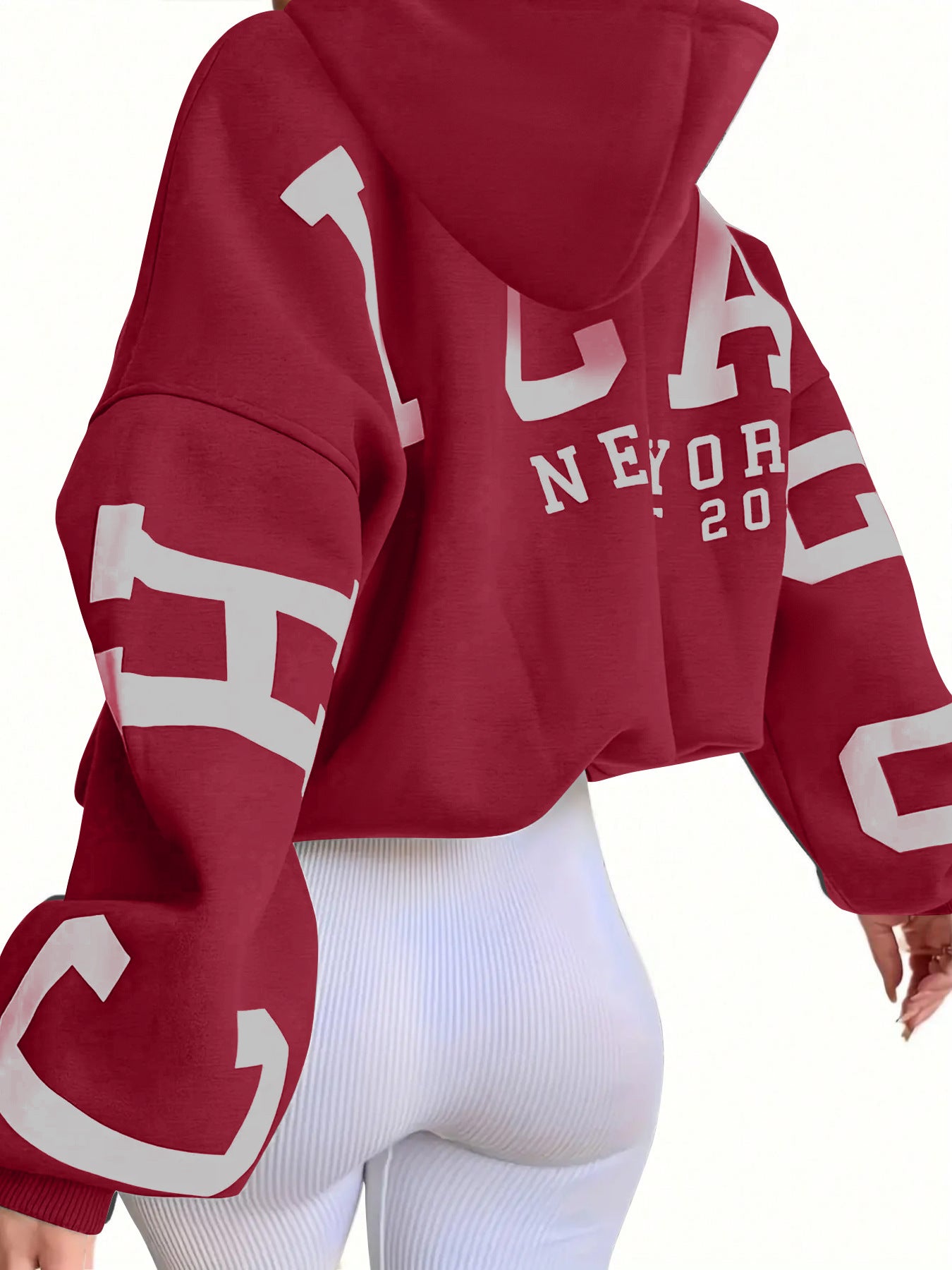 Sweat à capuche en molleton imprimé dos Style streetwear européen et américain