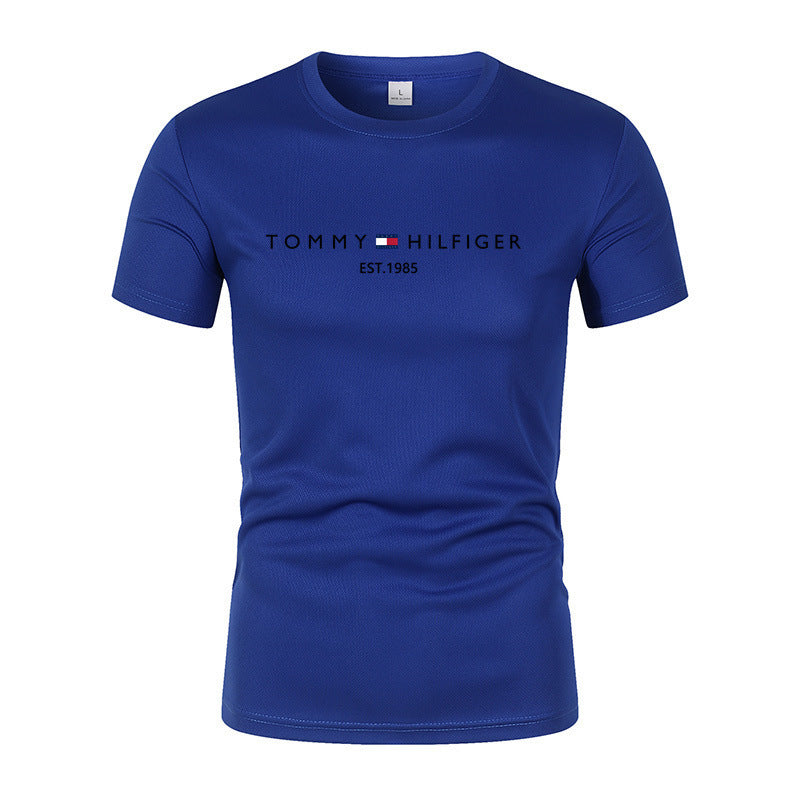 T-shirt homme en coton épais manches courtes, imprimé tendance, coupe ample