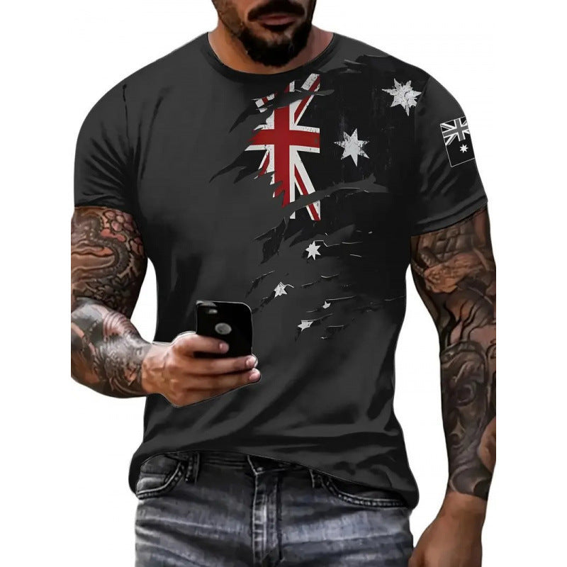 T-shirt Homme Imprimé Drapeau Style Rétro & Impression 3D
