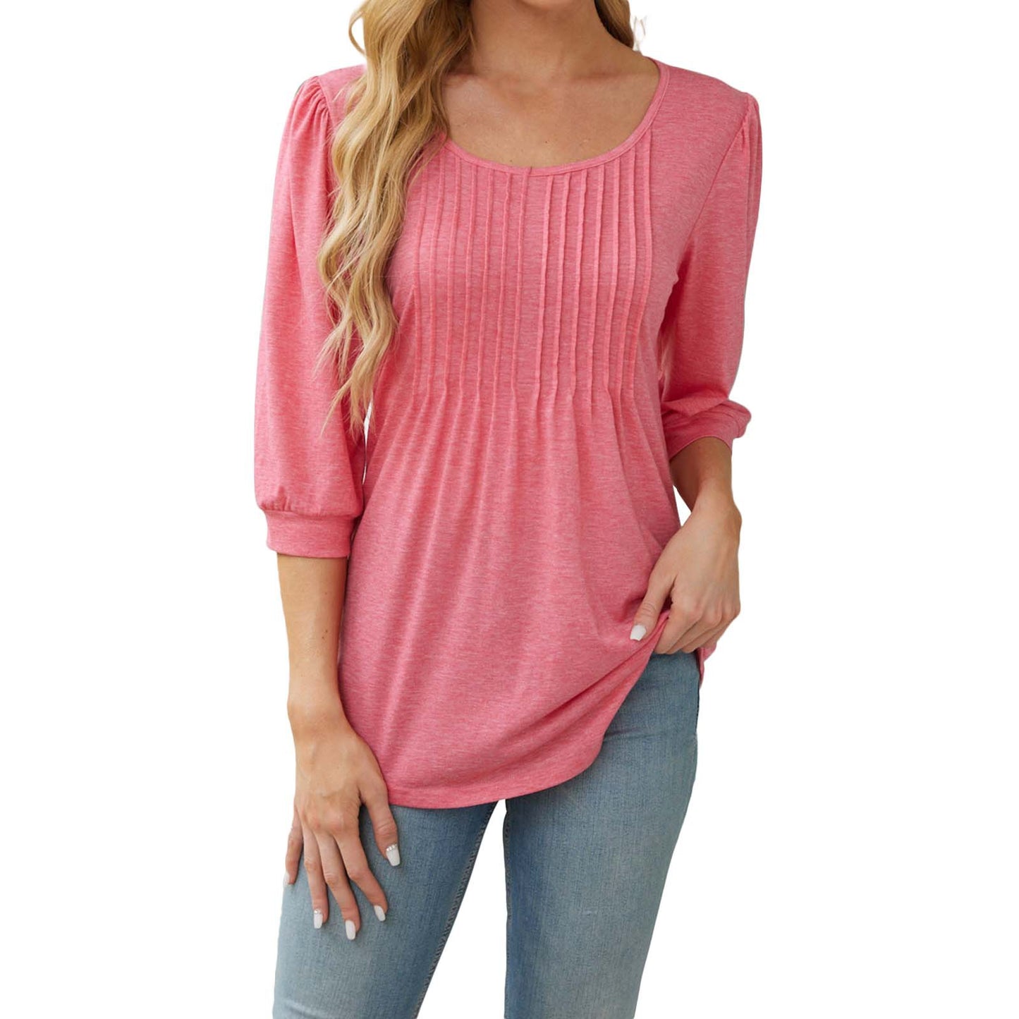 Round Neck Drawstring Half Sleeve Women's T-shirt Tops