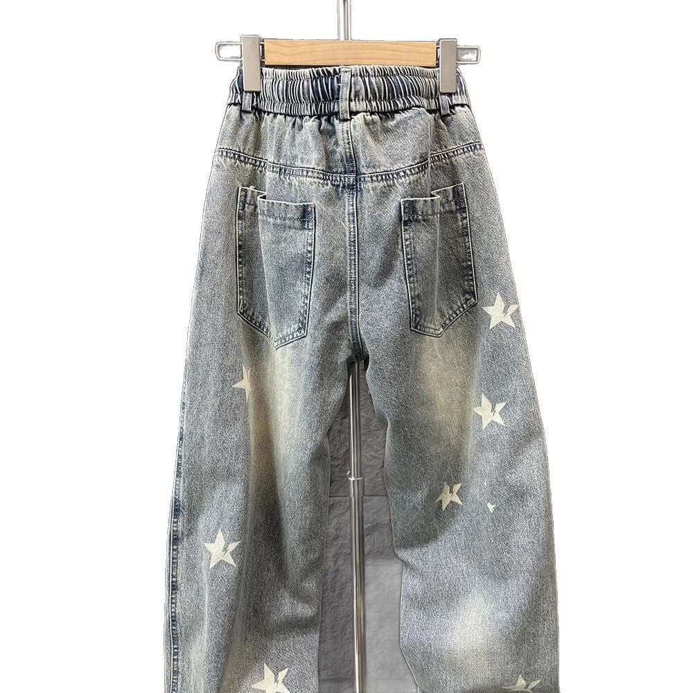 Loose straight leg jeans, men's spring, American, retro, trendy, casual trousers, men's trend, wide-leg, floor-length trousers