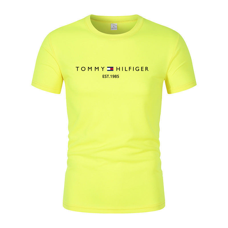 T-shirt homme en coton épais manches courtes, imprimé tendance, coupe ample