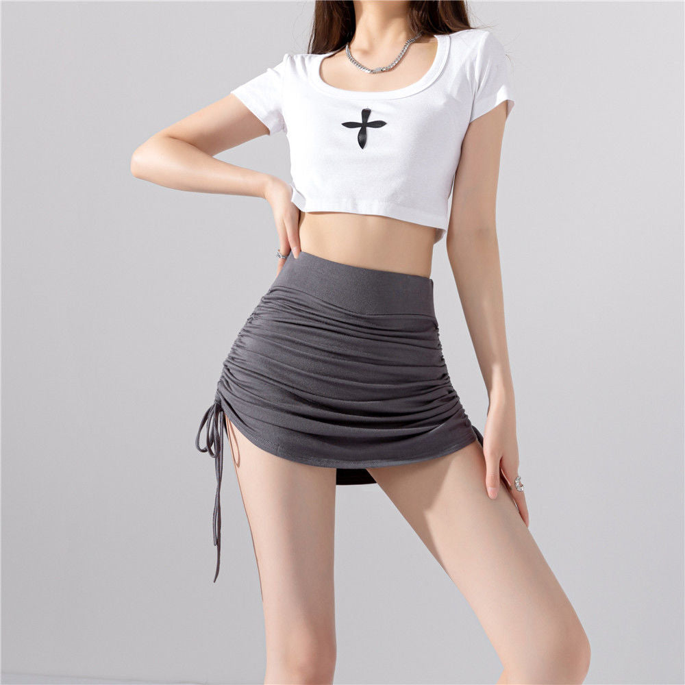 Jupe Taille Haute à Plis & Lacets Style "Hot Girl" Tendance