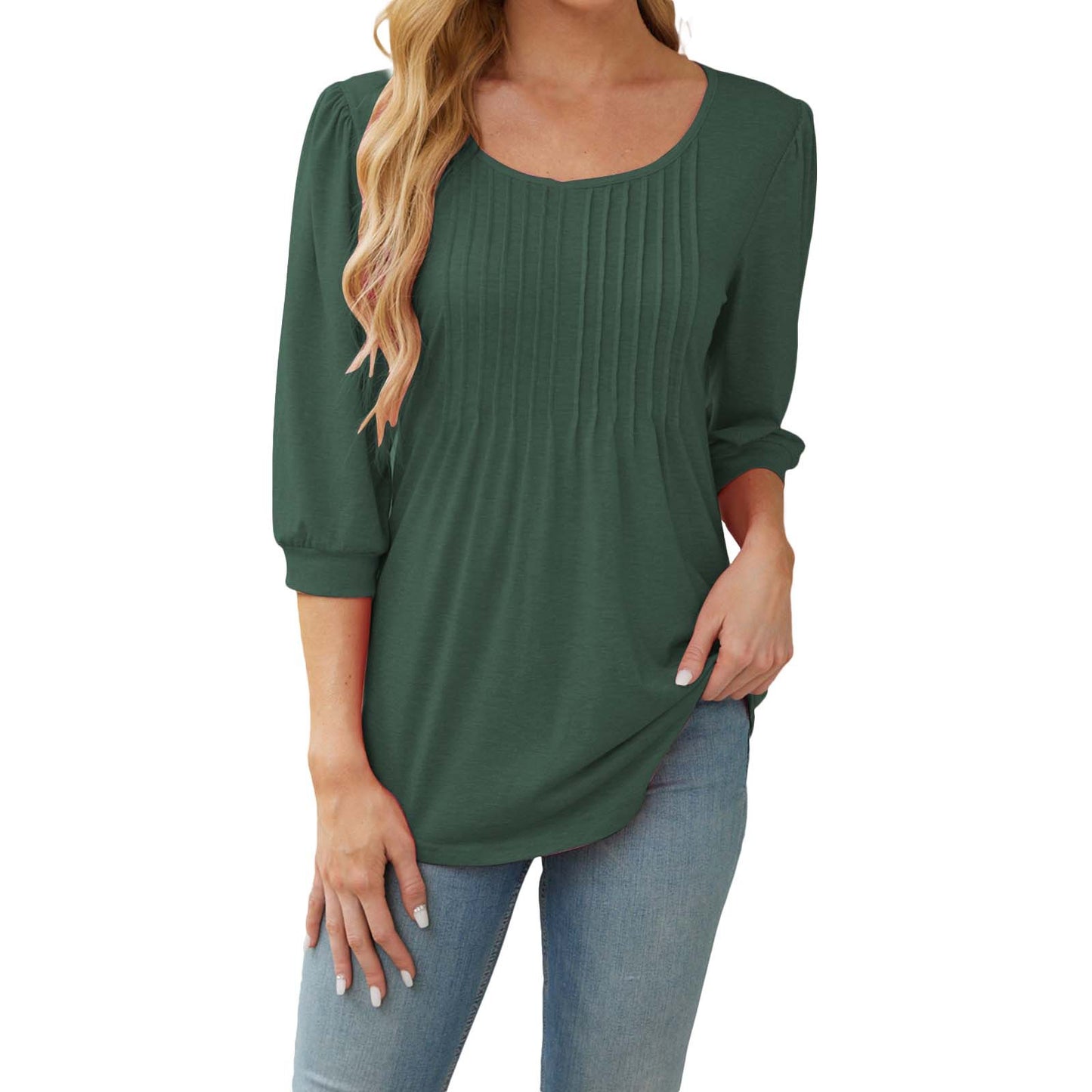 Round Neck Drawstring Half Sleeve Women's T-shirt Tops