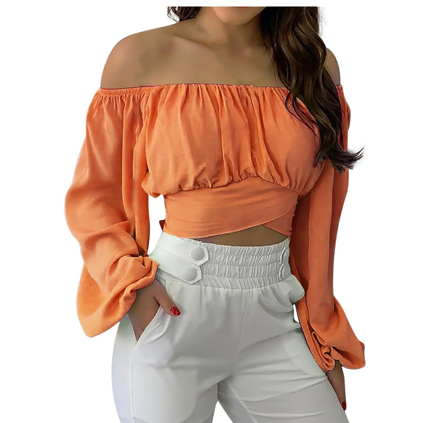 Top à Épaules Dénudées Style Croisé Tendance