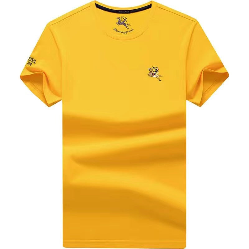 T-shirt homme en coton col rond, manches courtes, coupe ample, grandes tailles