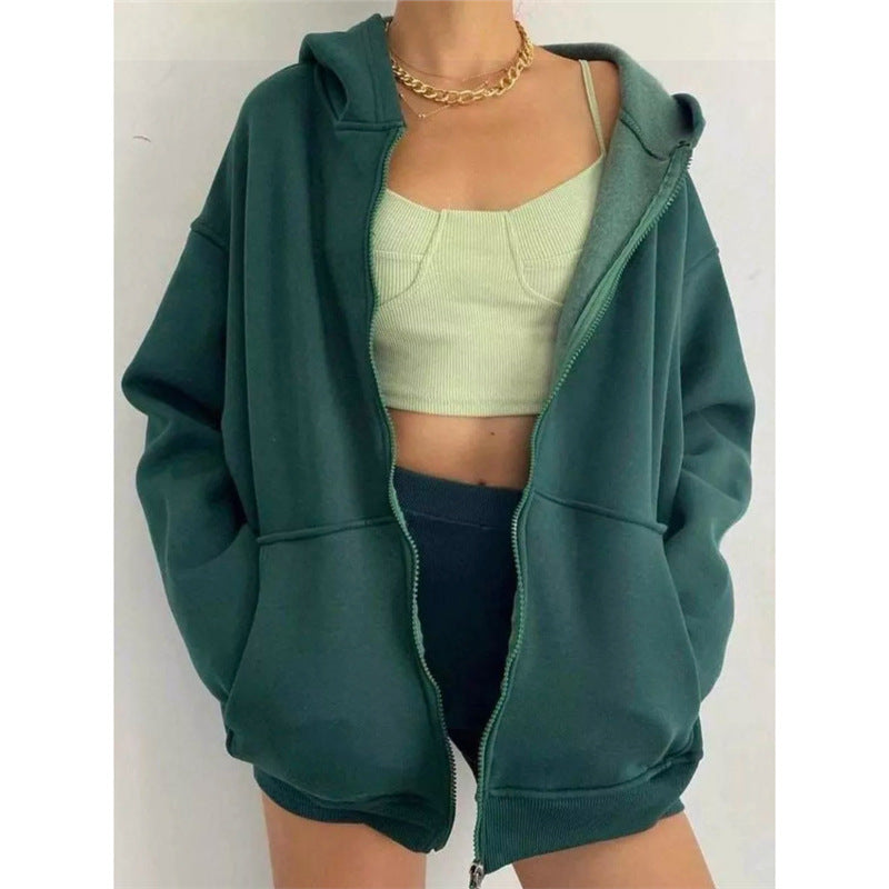 Veste sweat à capuche zippée pour femme Nouveau modèle tendance, coupe confortable, parfaite pour la mi-saison