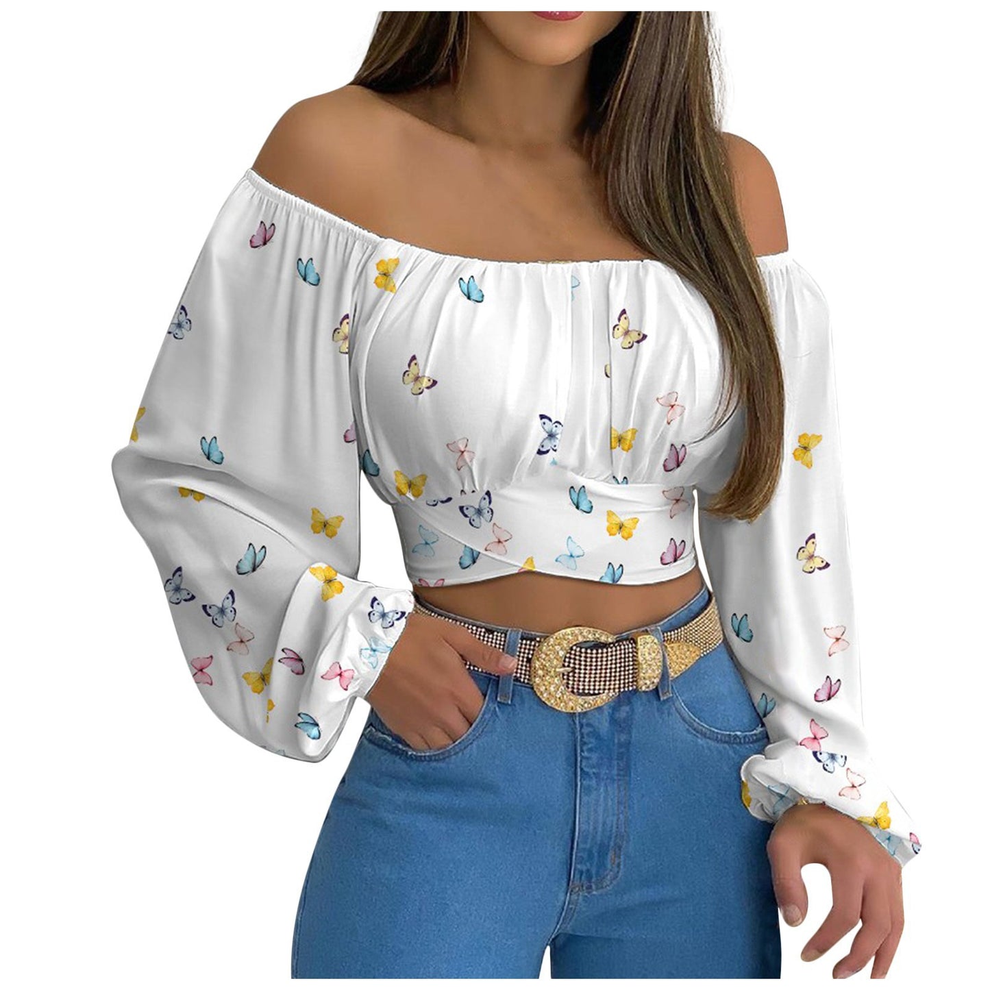 Top à Épaules Dénudées Style Croisé Tendance