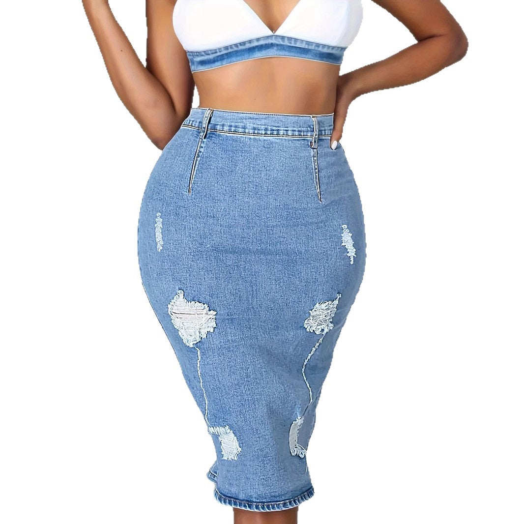 Jupe en Jean Claire Coupe Slim & Fente Discrète