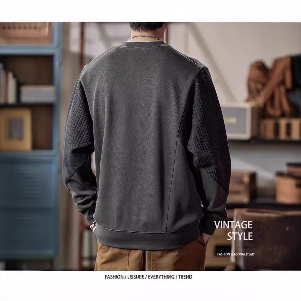 Sweat-shirt pour homme Col rond, coupe ample, style décontracté et élégant, manches longues