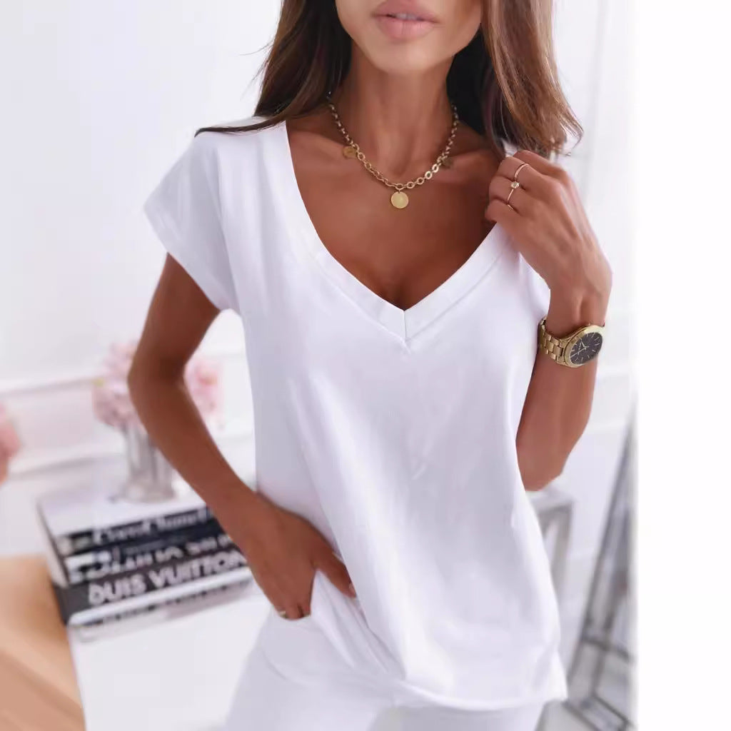 T-shirt Femme Col V Basique Chic & Confortable