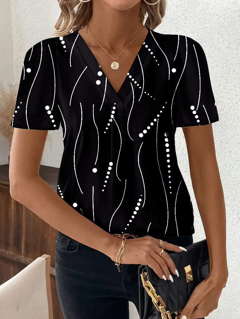 T-shirt Femme Imprimé Col V & Style Décontracté