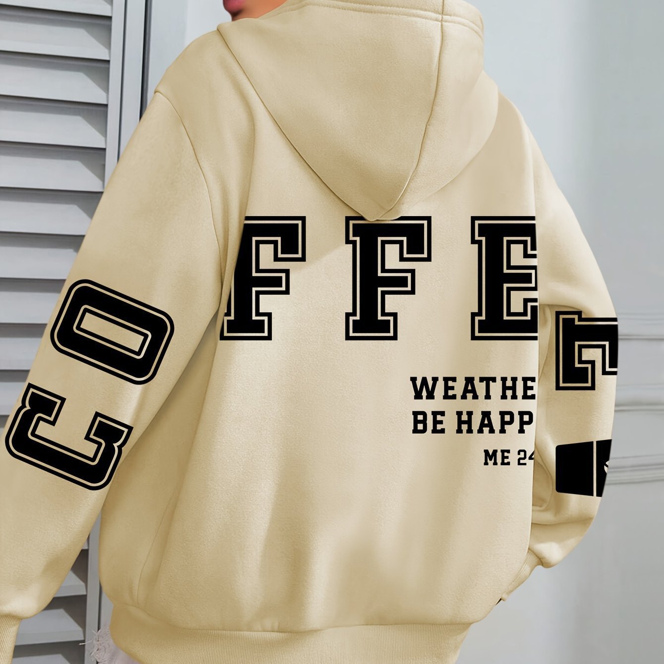 Sweat à capuche imprimé "COFFEE" style européen Casual & tendance