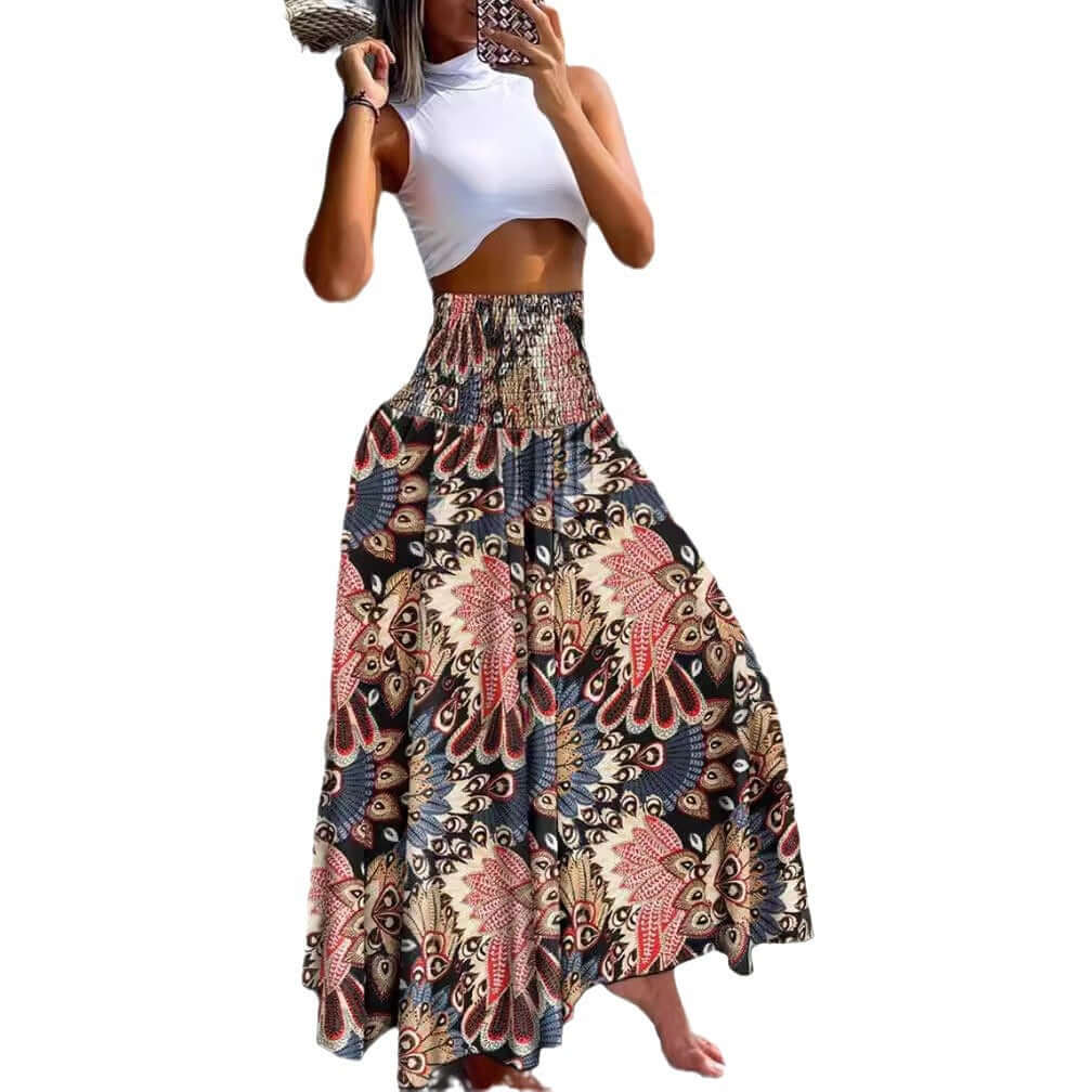 2024 independent station TEMU Amazon new summer fashion high-waisted thin printed women's skirt women