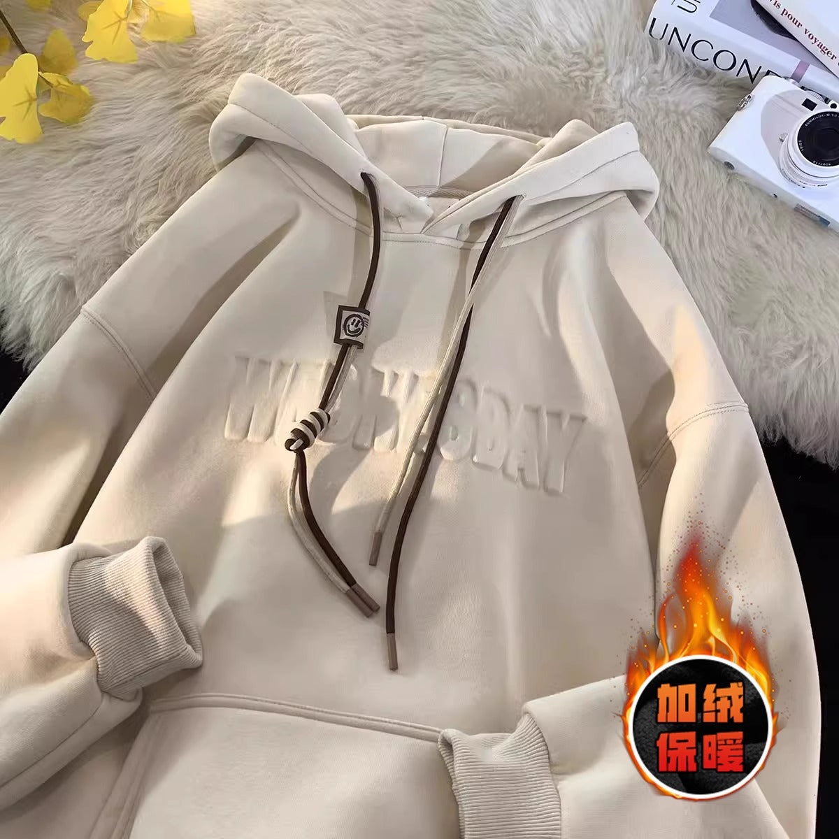 Sweat-shirt homme épais à capuche style urbain, coupe confortable, pour printemps et automne