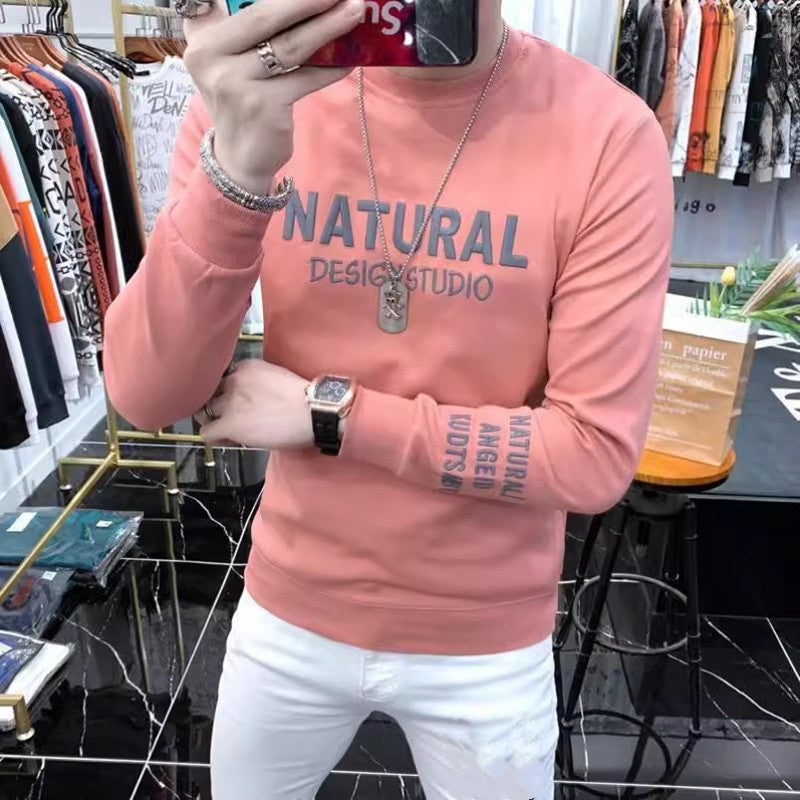 Sweat-shirt homme haut de gamme tissu épais, intérieur molletonné, manches longues, coupe tendance pour mi-saison, idéal comme couche de base par temps frais.