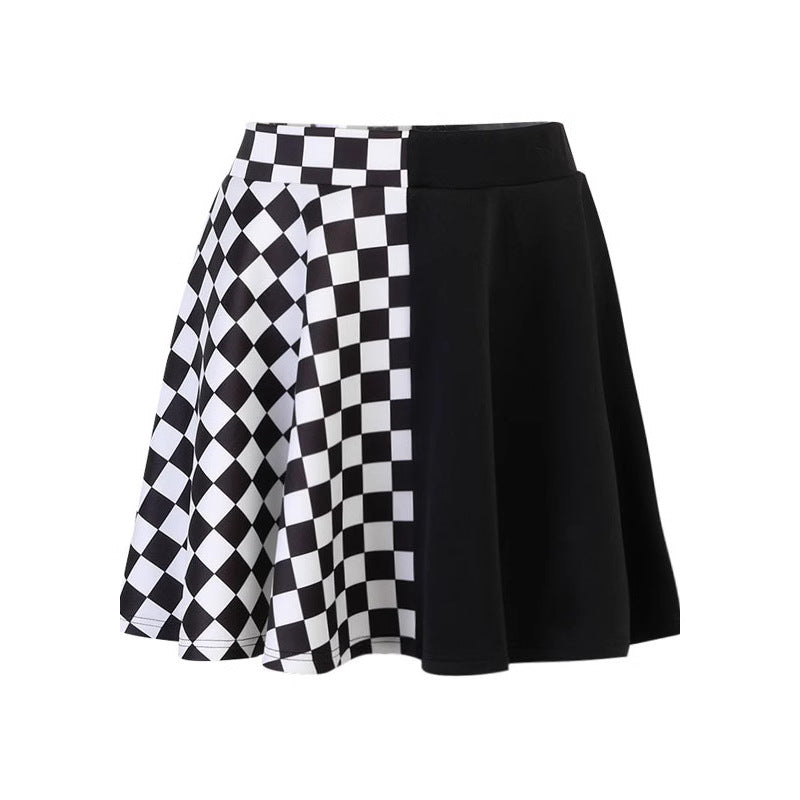 Mini-Jupe Sexy à Carreaux Contrastés Taille Haute & Style Dark Girly