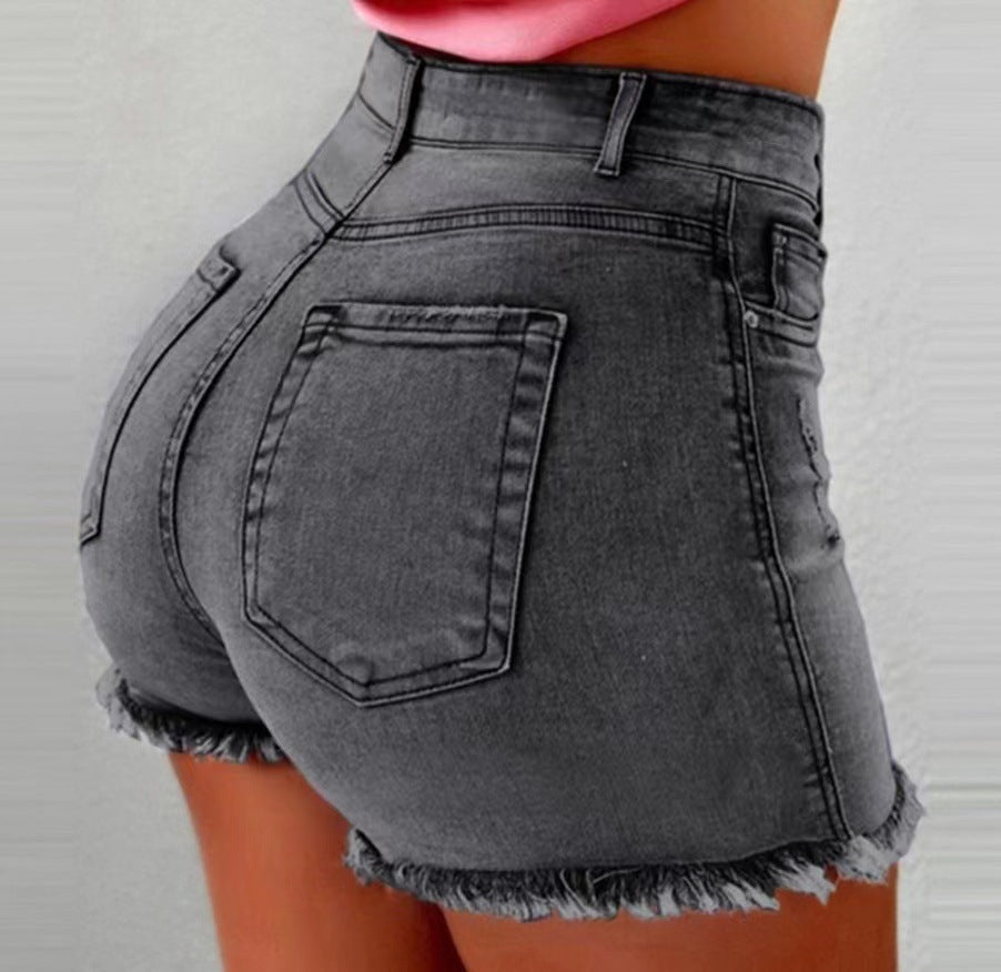 Short en Jean Femme Coupe Slim Stretch, Effet Galbant