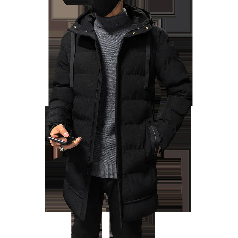 Veste matelassée homme mi-longue épaisse et chaude pour lhiver, capuche intégrée, style coréen, coupe moderne et protection contre le froid